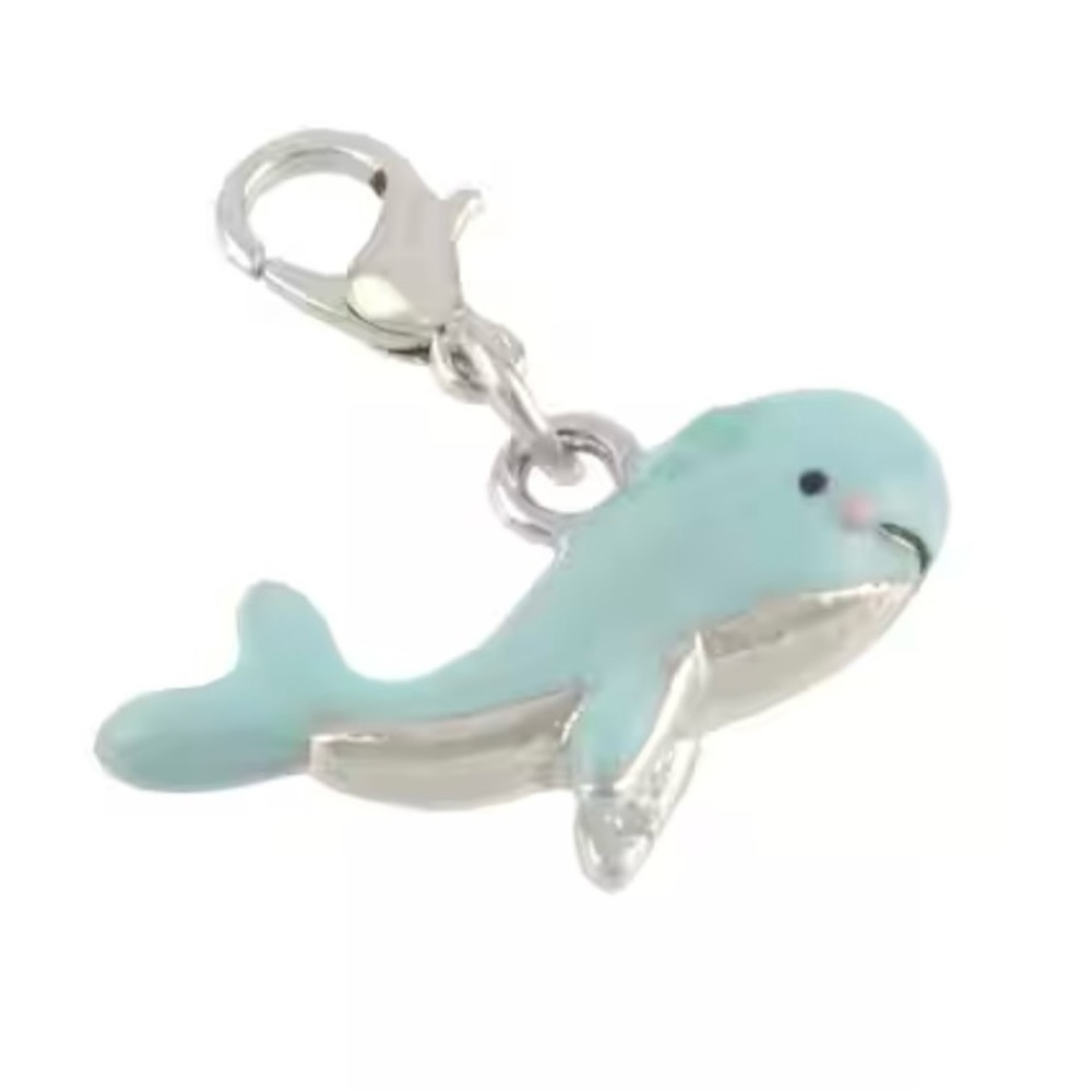 Silver and Blue Whale Charm